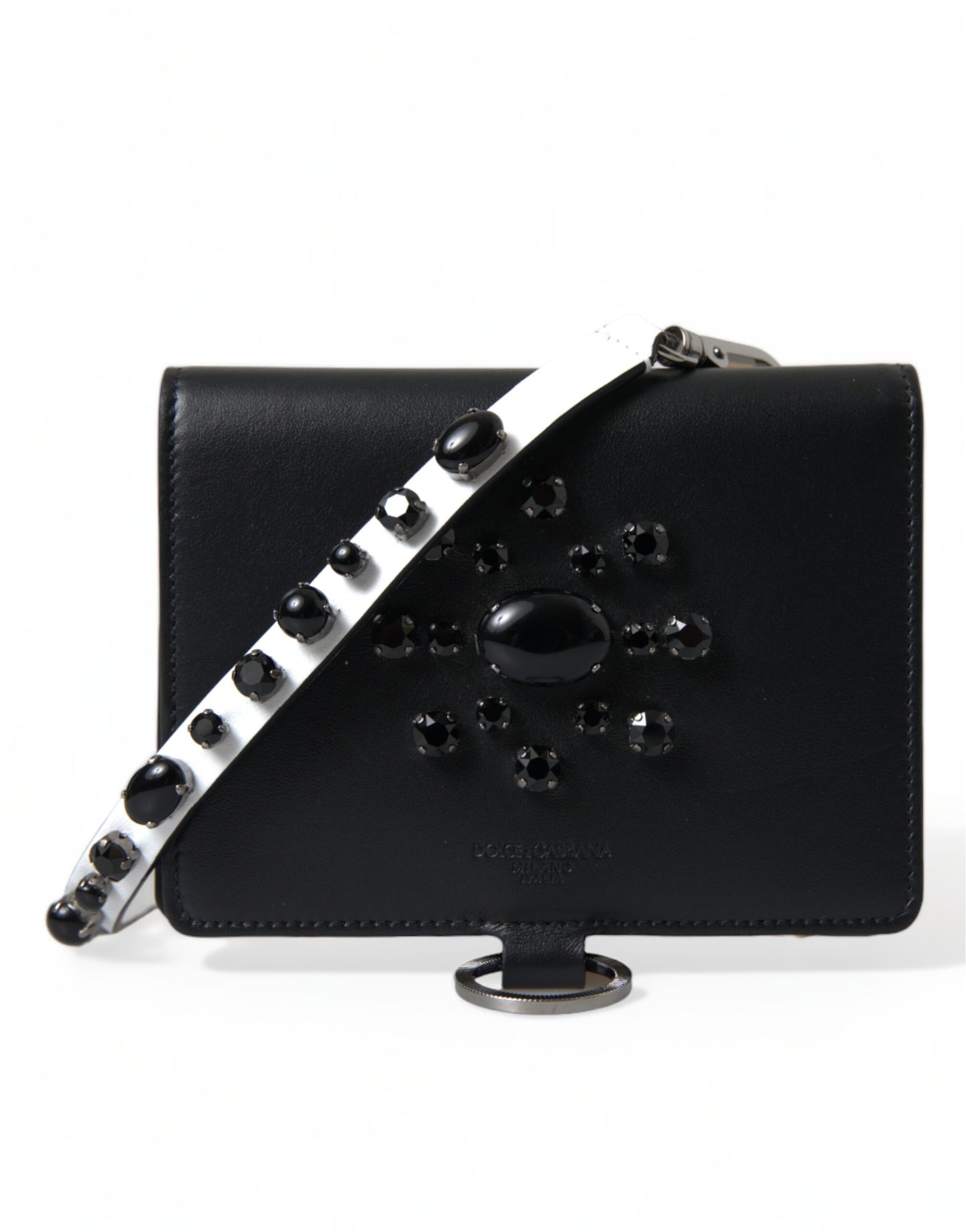 Cardholder Wallet by Dolce & Gabbana for women in calf leather black & silver presents a refined silhouette, artfully capturing the essence of the Calf Leather Cardholder Wallet design with sophisticated card-organization for a refined look.