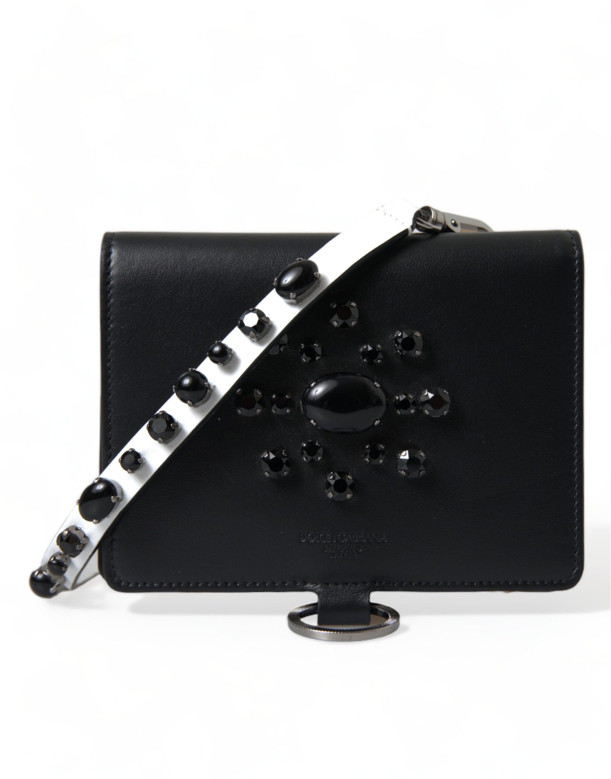 Cardholder Wallet by Dolce & Gabbana for women in calf leather black & silver presents a refined silhouette, artfully capturing the essence of the Calf Leather Cardholder Wallet design with sophisticated card-organization for a refined look.