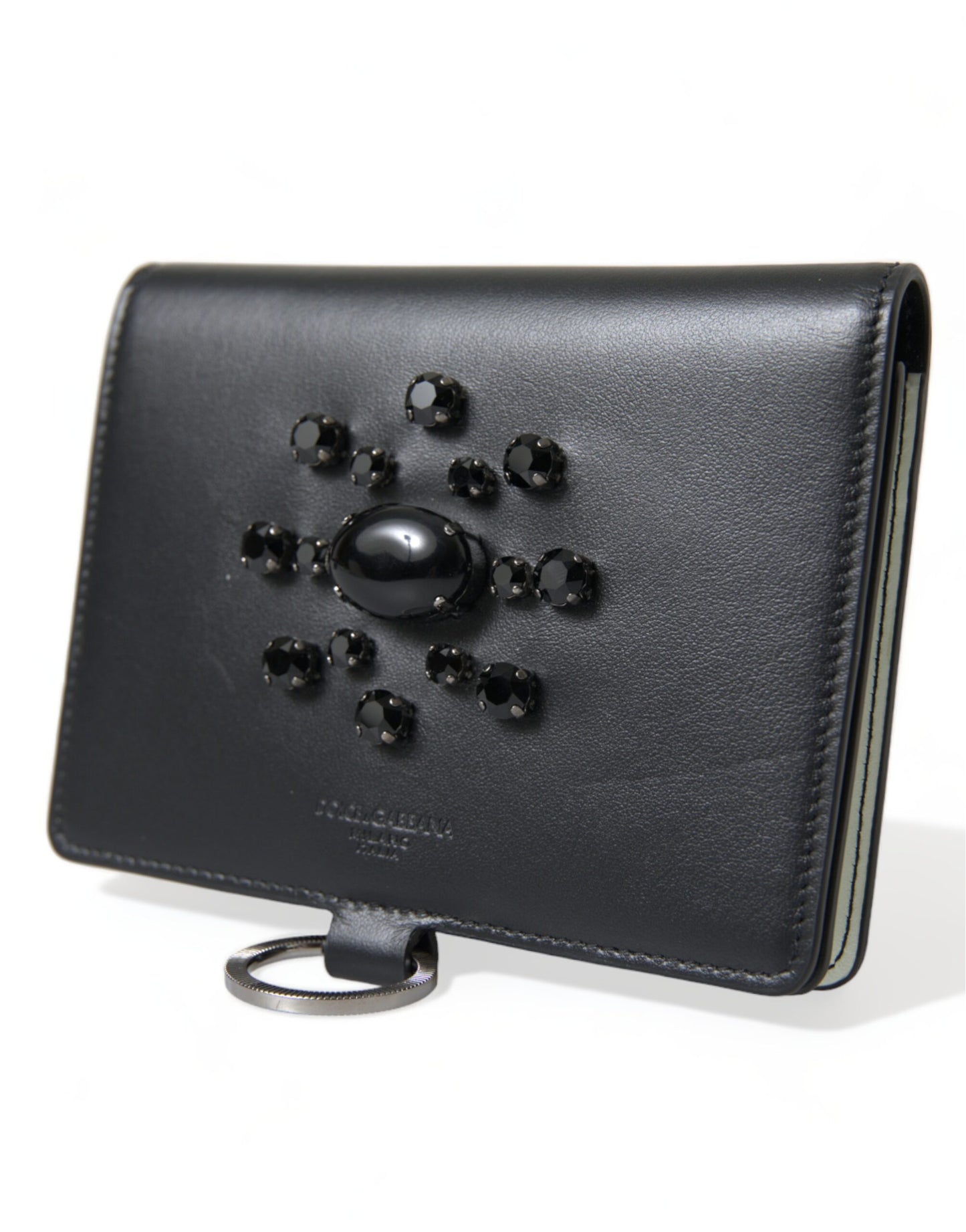 Cardholder Wallet by Dolce & Gabbana for women in calf leather black & silver presents a streamlined silhouette, showcasing the sophisticated design of the Calf Leather Cardholder Wallet collection with functional card-organization.