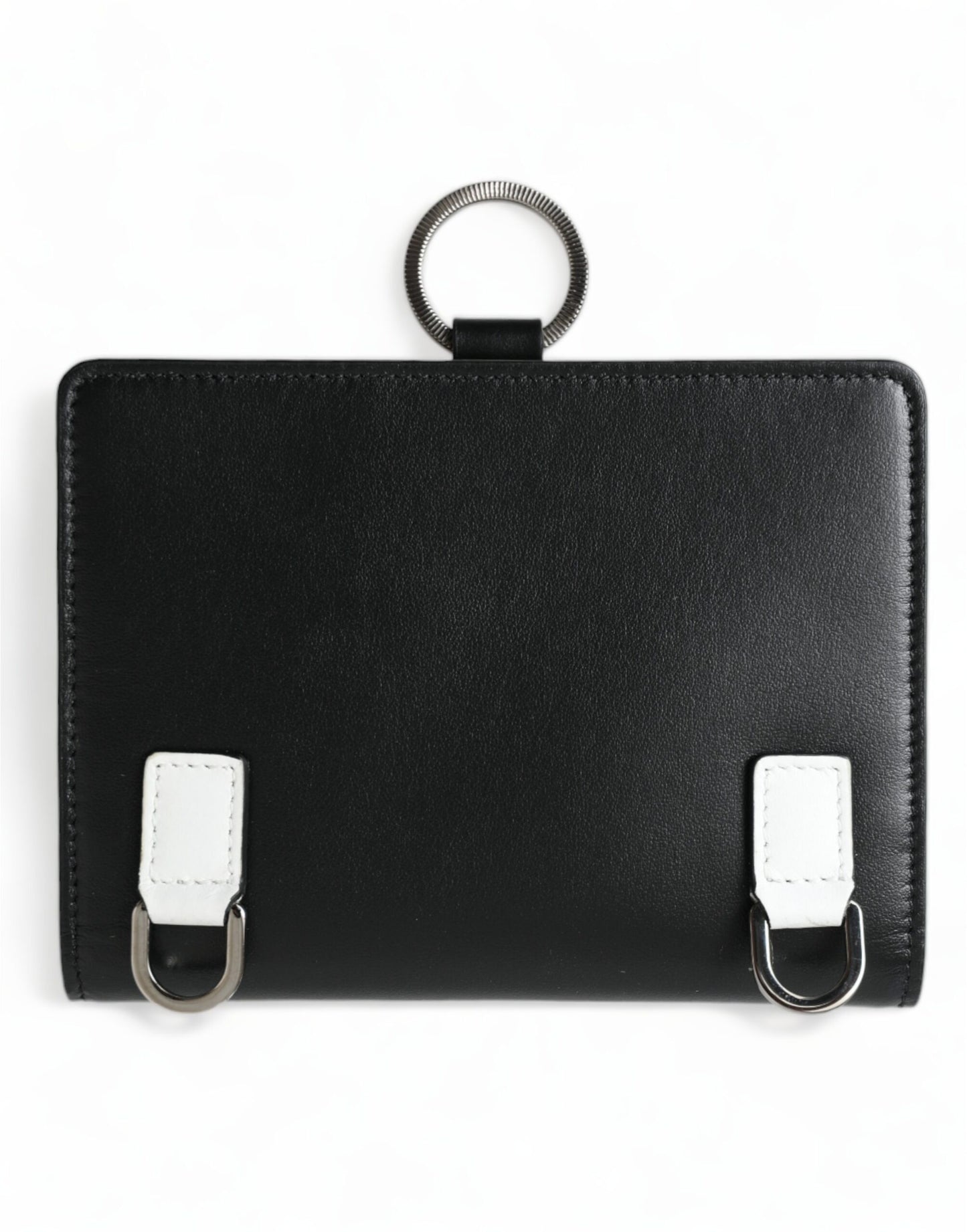 Cardholder Wallet by Dolce & Gabbana for women in calf leather black & silver showcases a discerning silhouette, artfully capturing the essence of Calf Leather Cardholder Wallet with its functional card-organization.