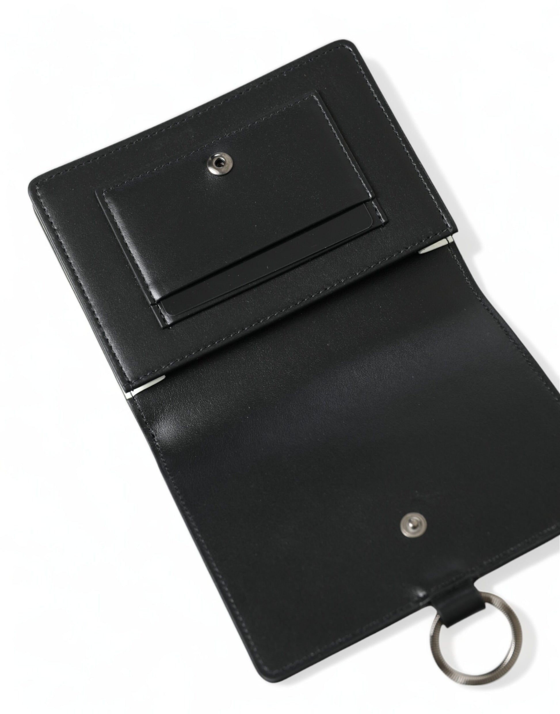 Cardholder Wallet by Dolce & Gabbana for women in calf leather black & silver features a streamlined silhouette, showcasing the streamlined Calf Leather Cardholder Wallet design with sophisticated card-organization for a premium look.