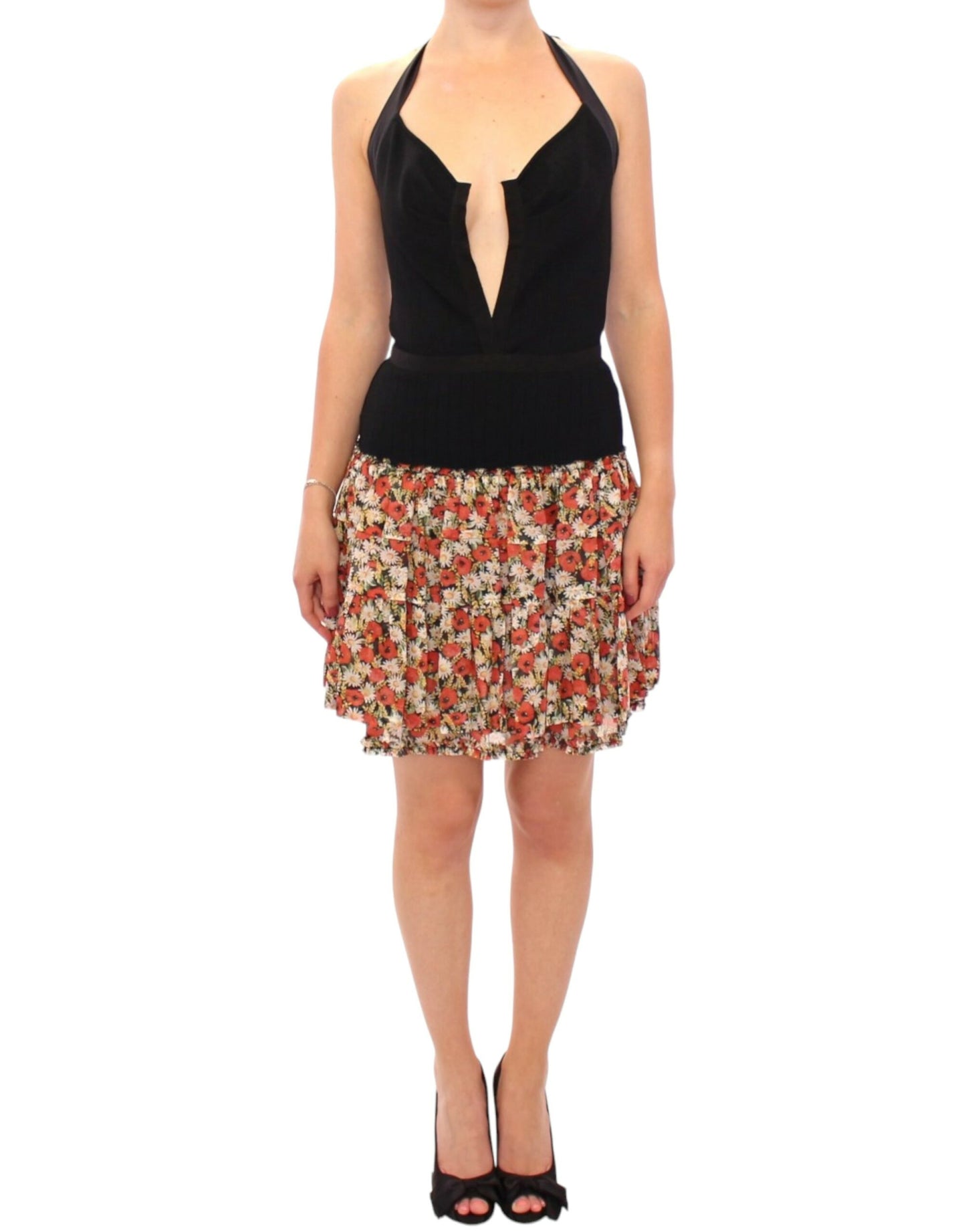 Multicolour Floral Bubble Halterneck Dress