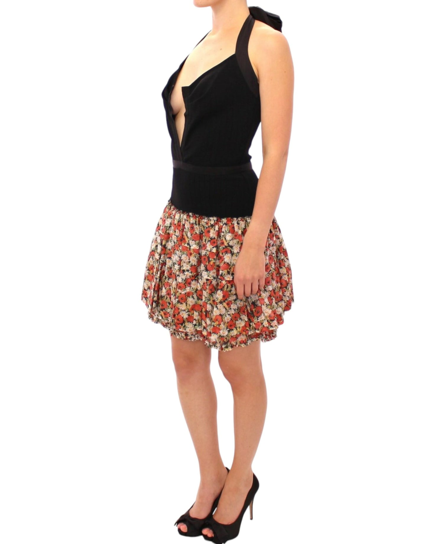 Multicolour Floral Bubble Halterneck Dress