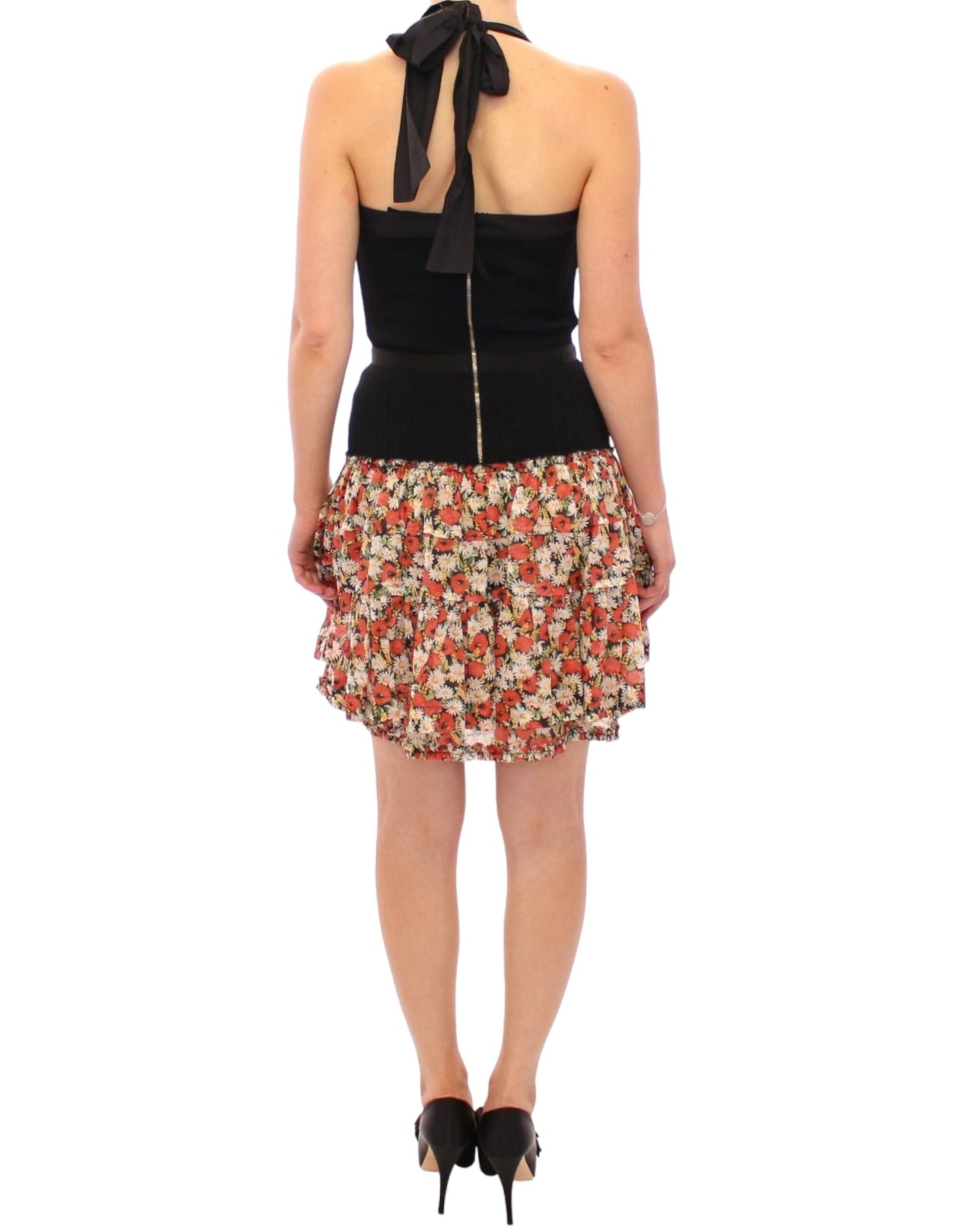 Multicolour Floral Bubble Halterneck Dress