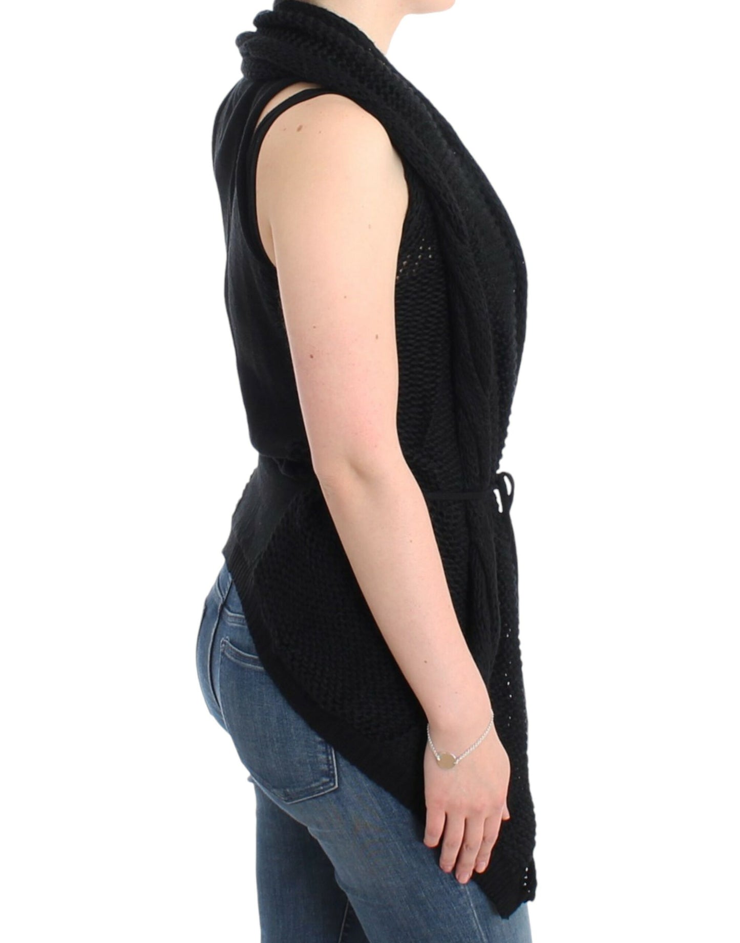 Costume National Women's Black sleeveless knitted cardigan