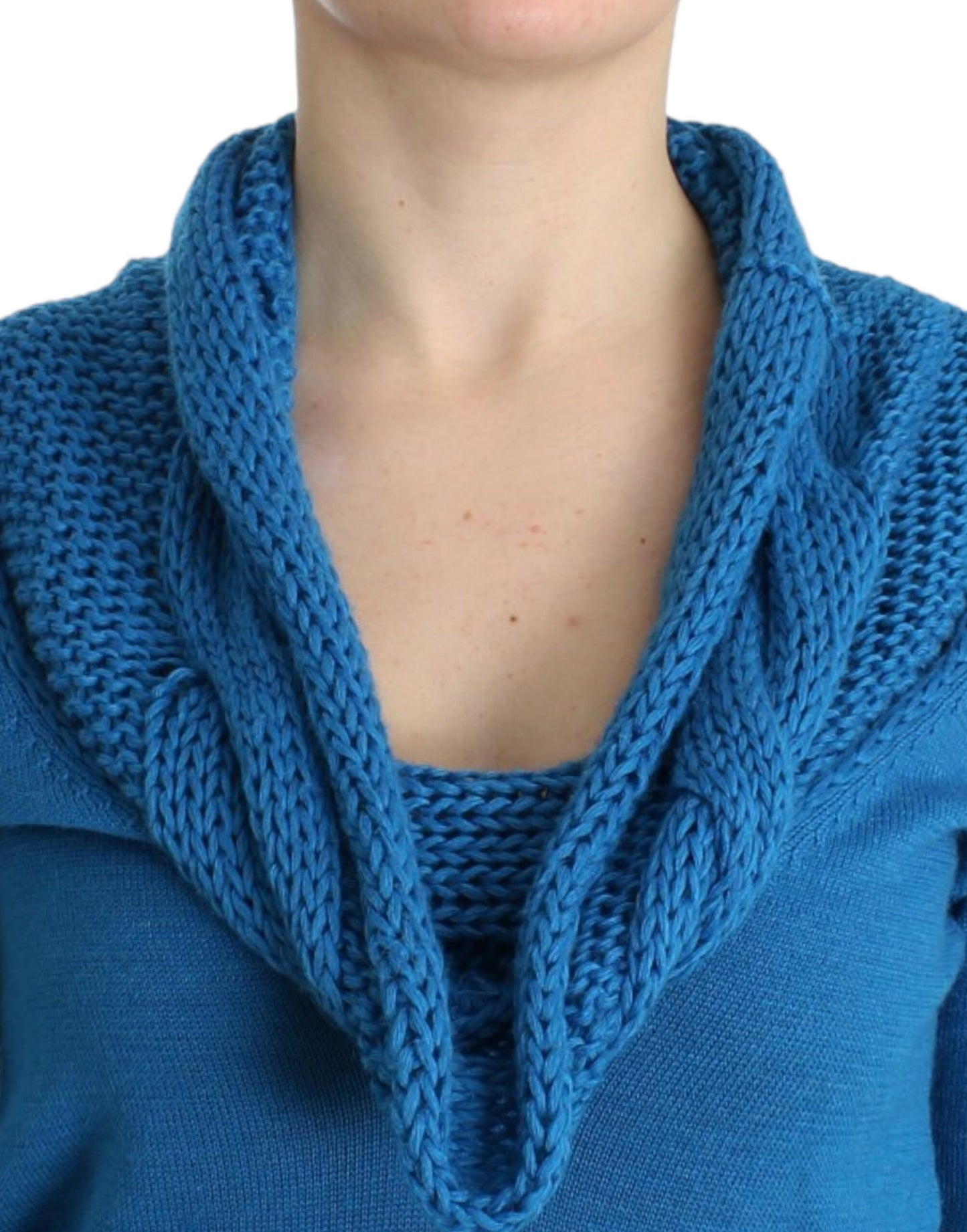 Costume National Women's Blue knitted scoopneck sweater