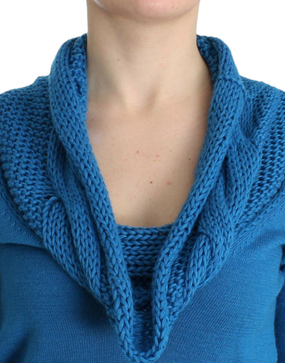 Costume National Women's Blue knitted scoopneck sweater
