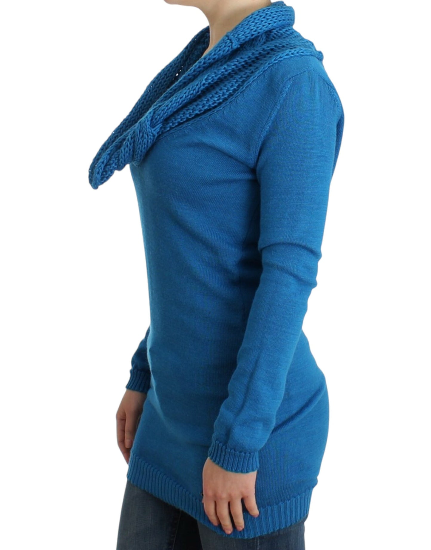 Costume National Women's Blue knitted scoopneck sweater