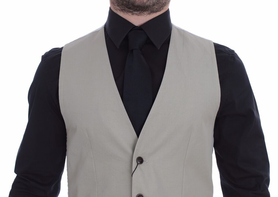 Dolce & Gabbana Men's Single Breasted Cotton & Silk Vest - Beige