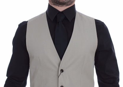 Dolce & Gabbana Men's Single Breasted Cotton & Silk Vest - Beige