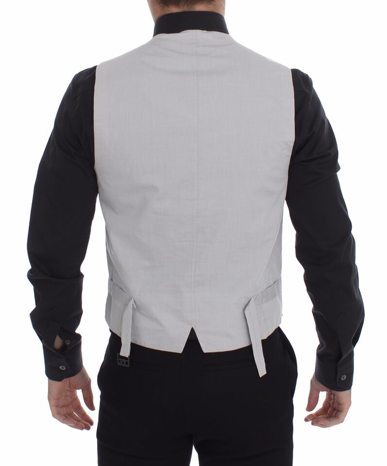Dolce & Gabbana Men's Single Breasted Cotton & Silk Vest - Beige