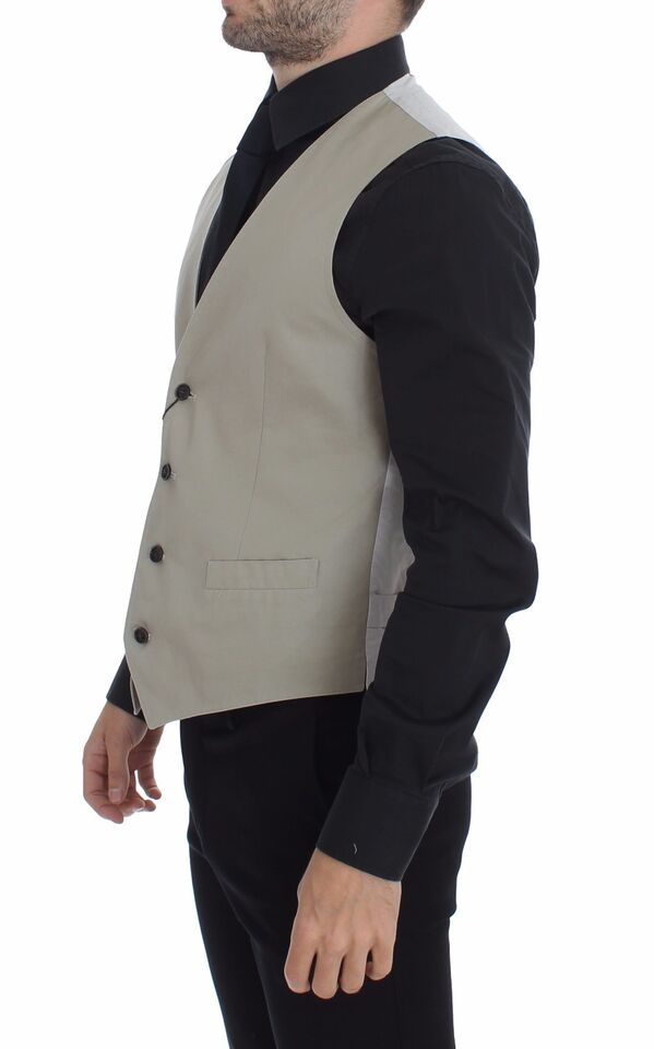 Dolce & Gabbana Men's Single Breasted Cotton & Silk Vest - Beige