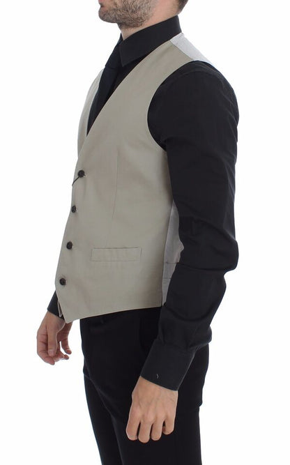 Dolce & Gabbana Men's Single Breasted Cotton & Silk Vest - Beige