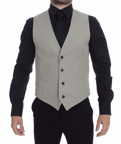 Dolce & Gabbana Men's Single Breasted Cotton & Silk Vest - Beige