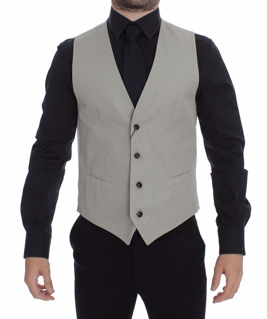 Dolce & Gabbana Men's Single Breasted Cotton & Silk Vest - Beige