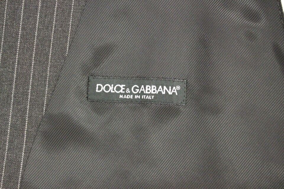 Dolce & Gabbana Men's Single Breasted Wool Vest - Gray Striped