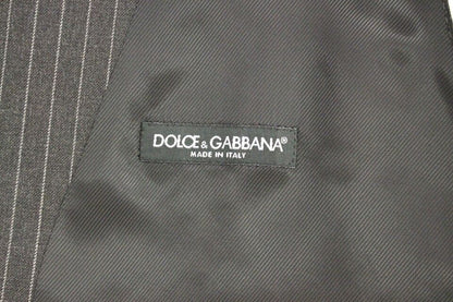 Dolce & Gabbana Men's Single Breasted Wool Vest - Gray Striped