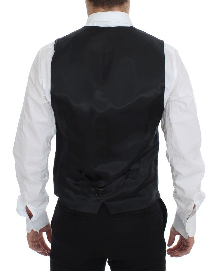 Dolce & Gabbana Men's Single Breasted Wool Vest - Gray Striped