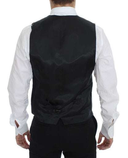 Dolce & Gabbana Men's Single Breasted Wool Vest - Gray Striped