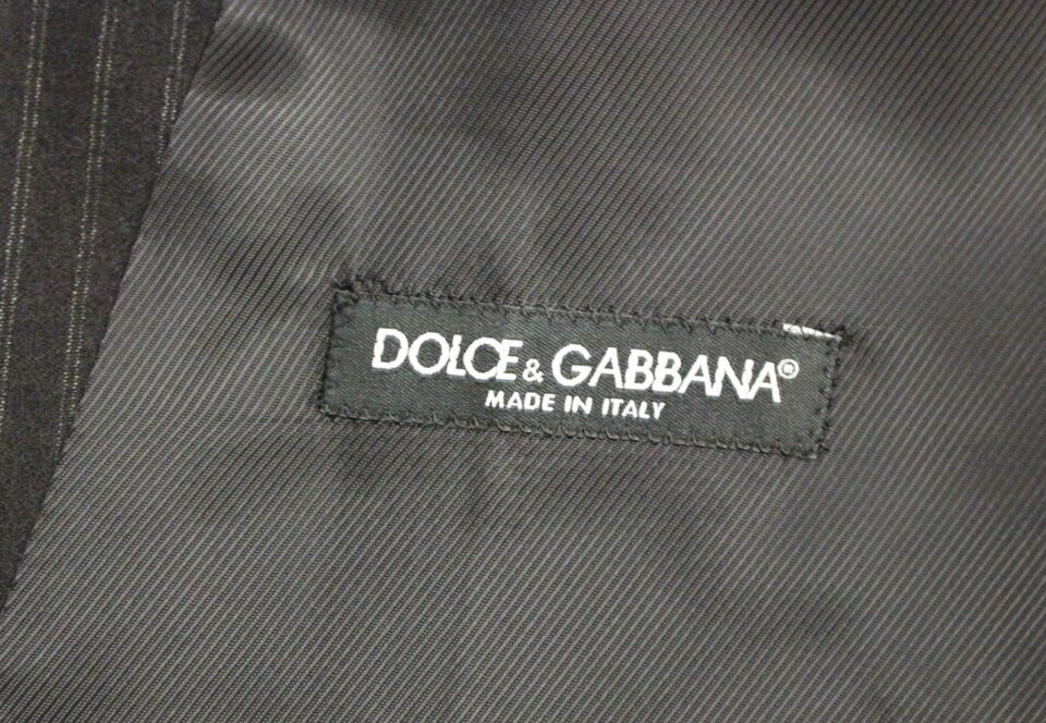 Dolce & Gabbana Men's Single Breasted Wool Vest - Black Striped