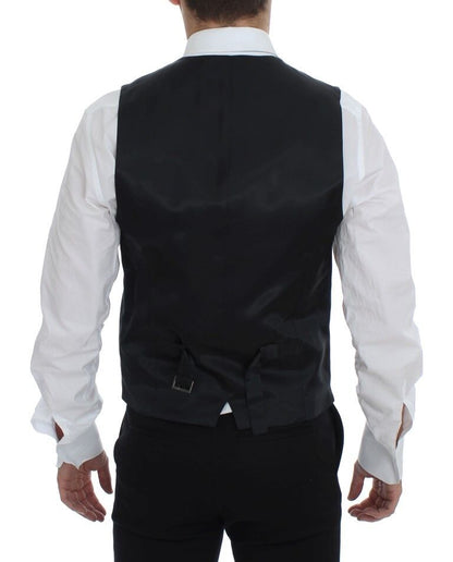 Dolce & Gabbana Men's Single Breasted Wool Vest - Black Striped