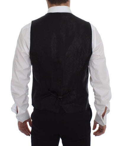 Dolce & Gabbana Men's Single Breasted Wool Vest - Black Striped