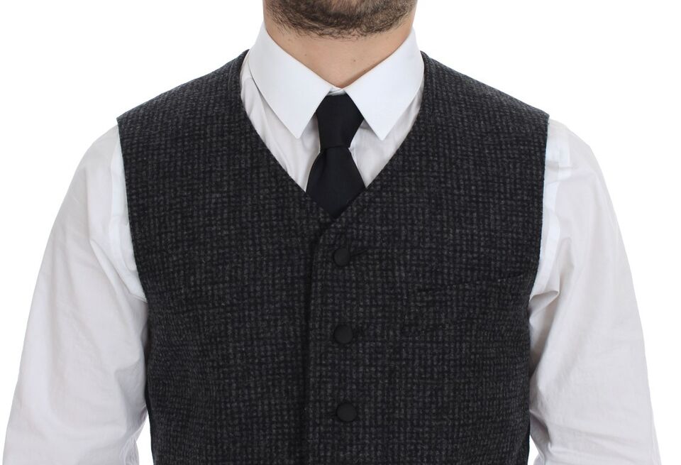Dolce & Gabbana Men's Single Breasted Wool Vest - Gray