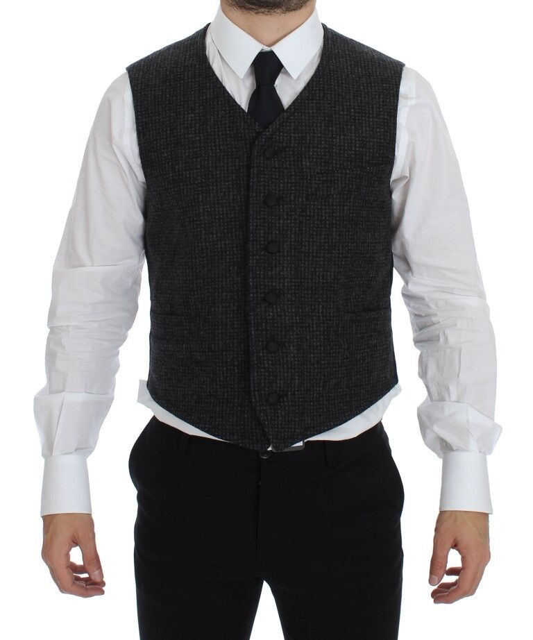 Dolce & Gabbana Men's Single Breasted Wool Vest - Gray
