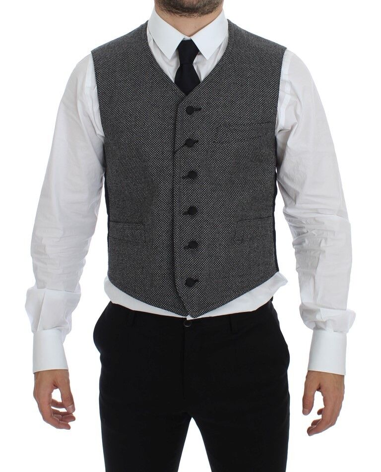 Dolce & Gabbana Men's Single Breasted Cotton Vest - Gray