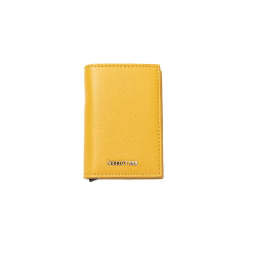 Wallet by Cerruti 1881 for women in calf leather yellow presents a streamlined silhouette, showcasing the sophisticated design of the Calf Leather Wallet collection with functional compact-design.