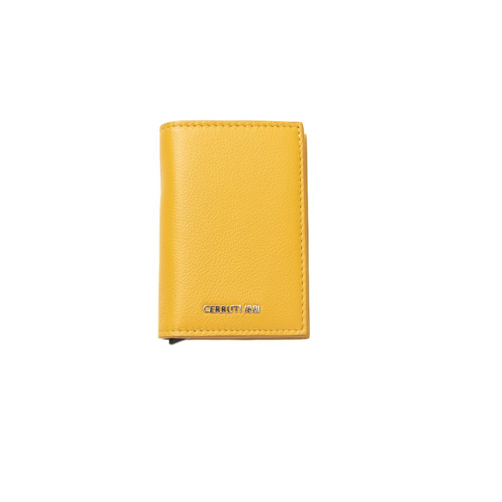 Wallet by Cerruti 1881 for men in calfskin leather bicolour & yellow showcases a discerning silhouette, artfully capturing the essence of Calfskin Leather Wallet with its functional compact-design.