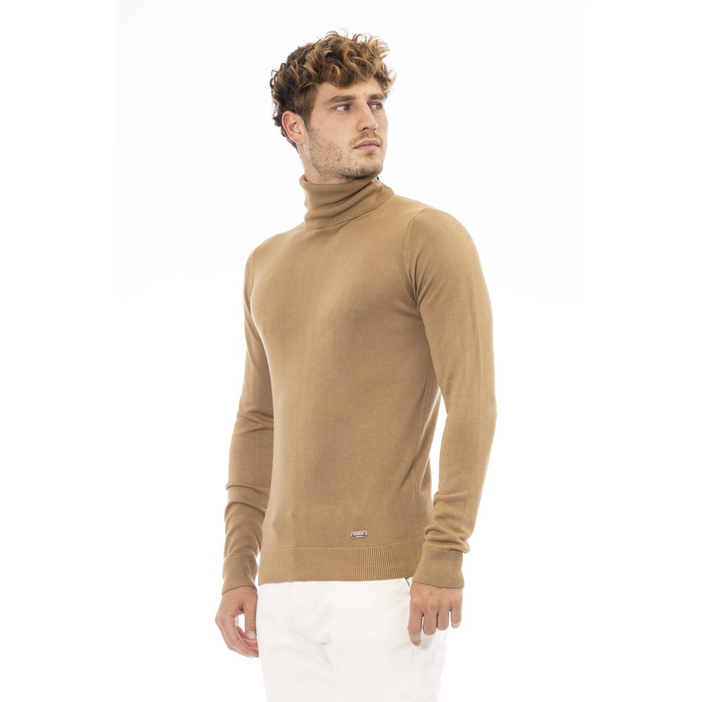 Baldinini Trend Men's Beige Modal Turtleneck Sweater