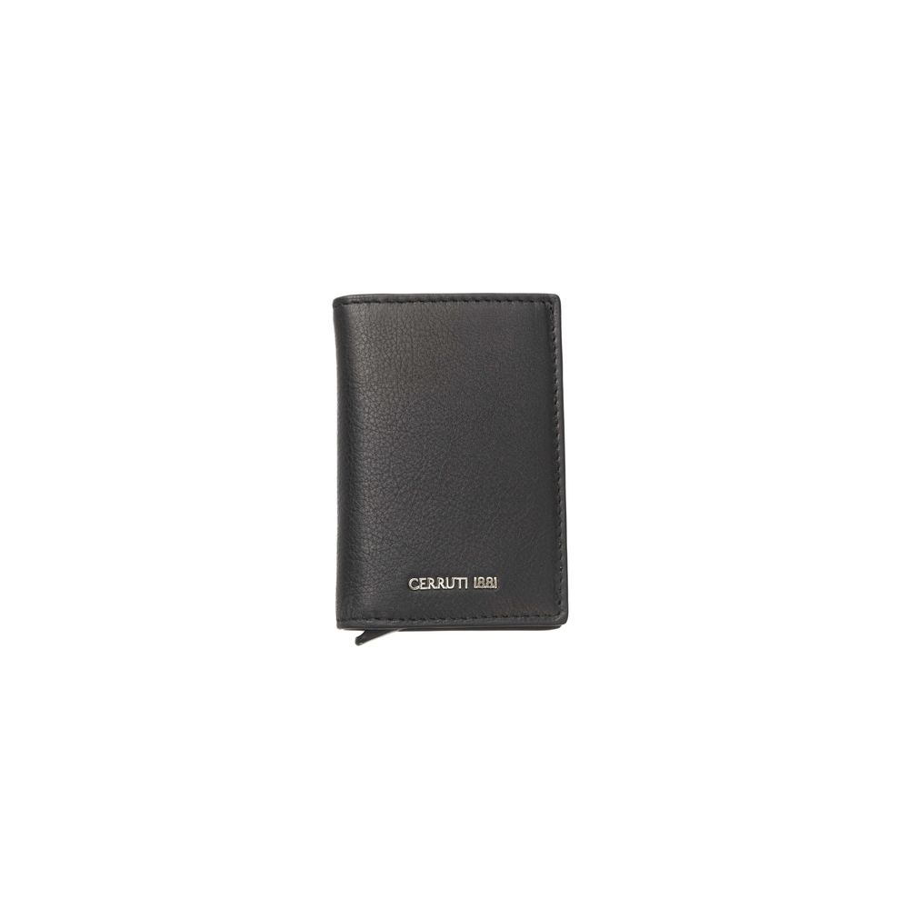 Wallet by Cerruti 1881 for women in calfskin leather black presents a refined silhouette, artfully capturing the essence of the Calfskin Leather Wallet design with sophisticated compact-design for a refined look.