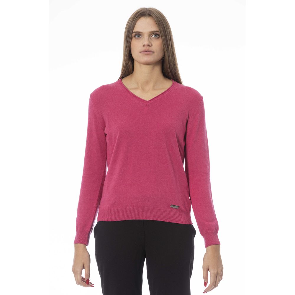 Baldinini Trend Women's Fuchsia Polyamide V-neck Sweater