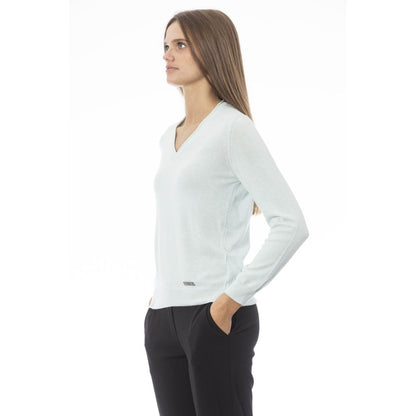 Baldinini Trend Women's Light Blue Polyamide V-neck Sweater