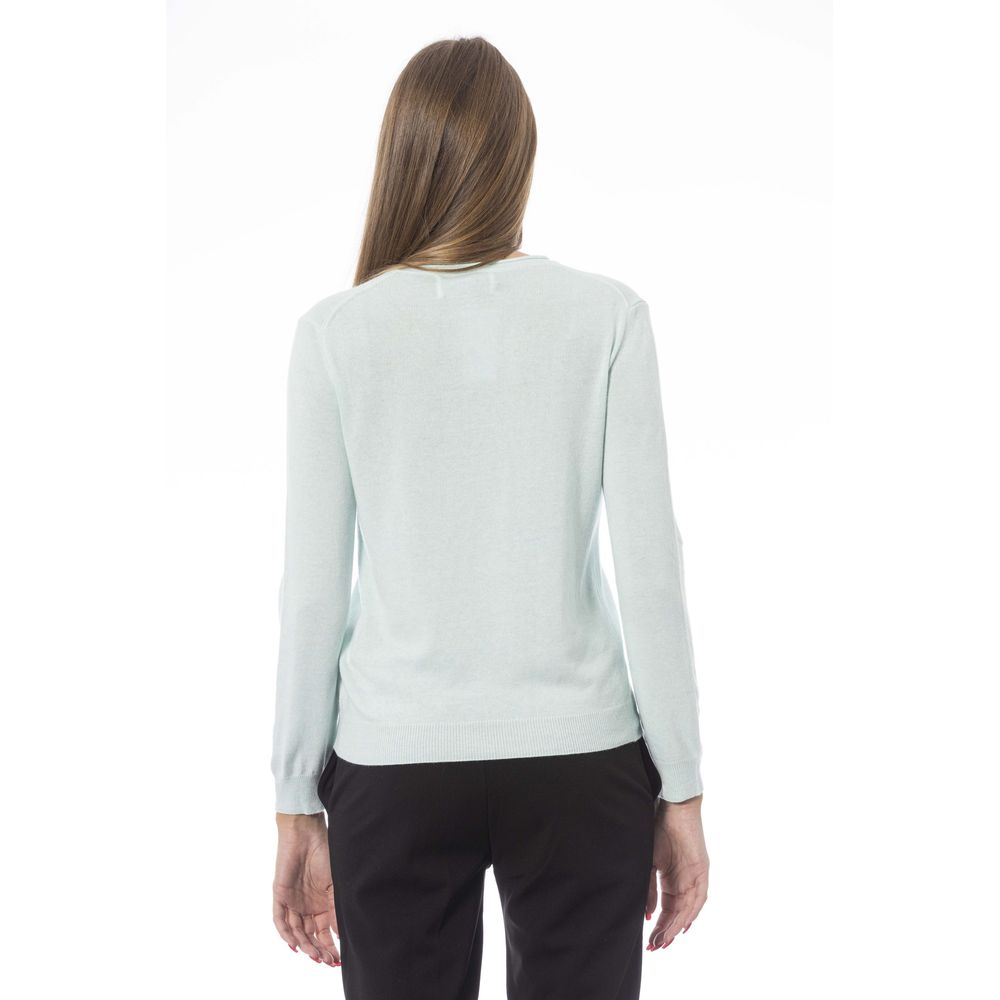 Sweatshirt by Baldinini Trend for women in light-blue, signature & monogram presents a smart casual silhouette, featuring a smart casual and for a sophisticated look.