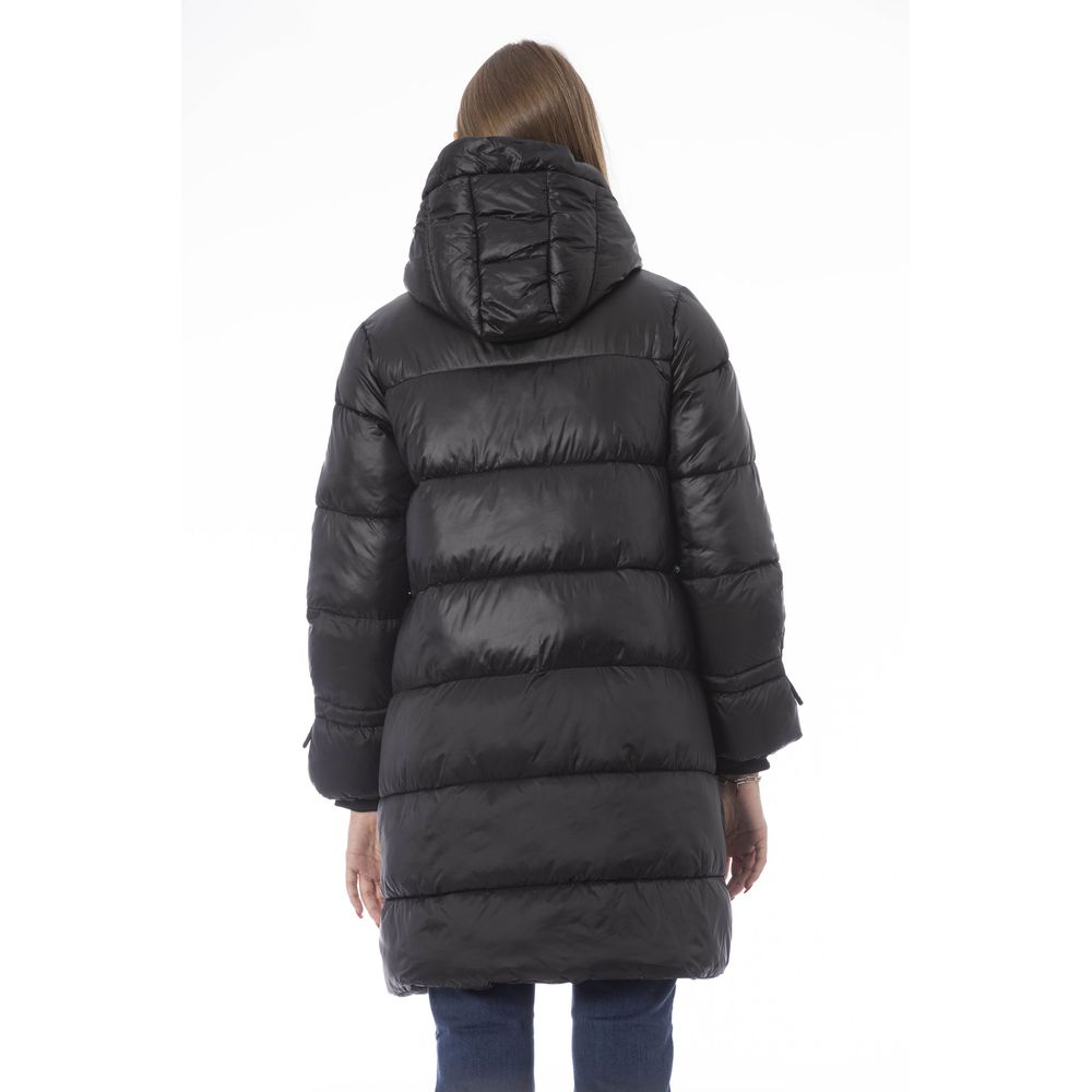 Puffer Jacket by Baldinini Trend for women in nylon fabric black & monogram features an on trend silhouette, showcasing refined pockets & insulated and a sophisticated for a truly on trend finish.