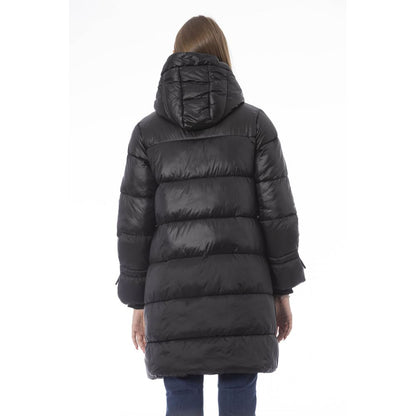 Puffer Jacket by Baldinini Trend for women in nylon fabric black & monogram features an on trend silhouette, showcasing refined pockets & insulated and a sophisticated for a truly on trend finish.