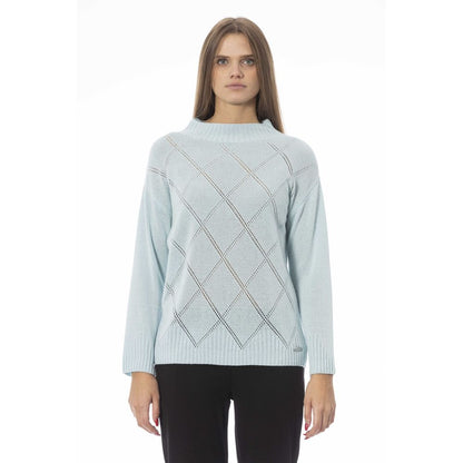 Baldinini Trend Women's Light Blue Wool Volcano Neck Sweater