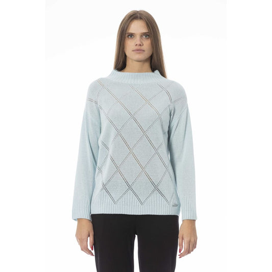 Baldinini Trend Women's Light Blue Wool Volcano Neck Sweater