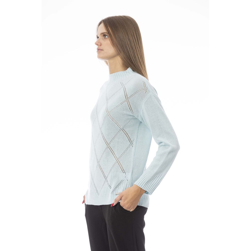 Baldinini Trend Women's Light Blue Wool Volcano Neck Sweater