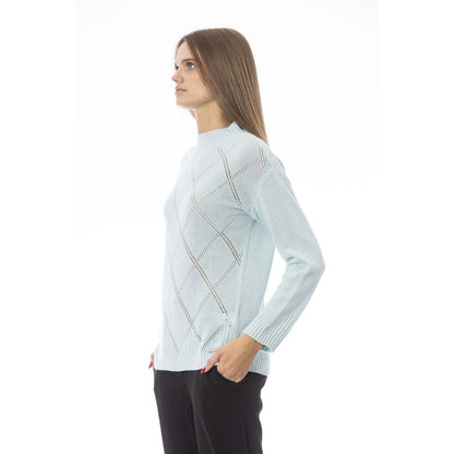 Baldinini Trend Women's Light Blue Wool Volcano Neck Sweater