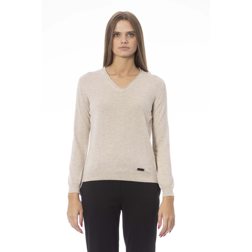 Baldinini Trend Women's Beige Polyamide V-neck Sweater