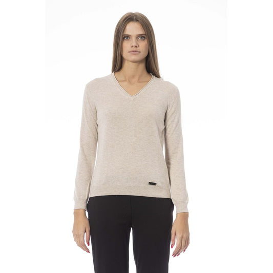 Baldinini Trend Women's Beige Polyamide V-neck Sweater