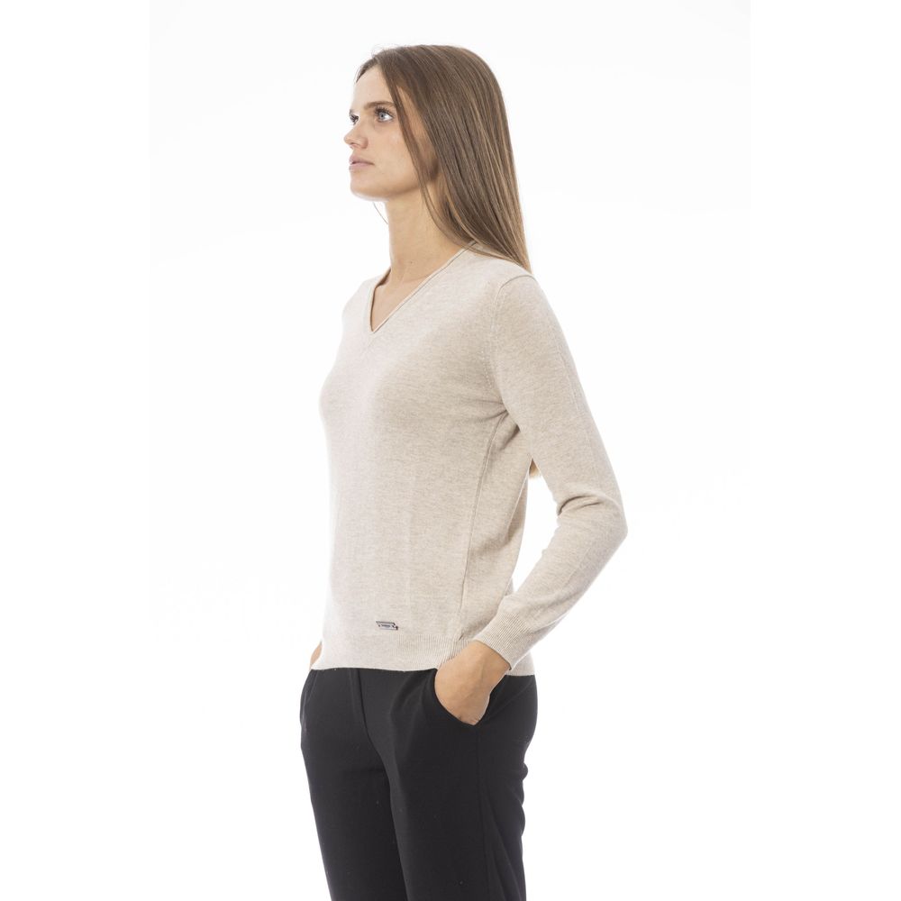 Baldinini Trend Women's Beige Polyamide V-neck Sweater