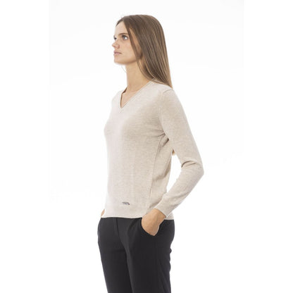 Baldinini Trend Women's Beige Polyamide V-neck Sweater