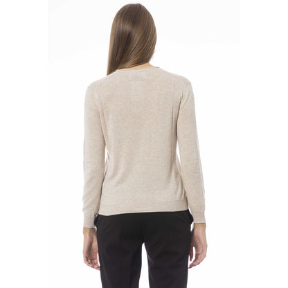 Baldinini Trend Women's Beige Polyamide V-neck Sweater