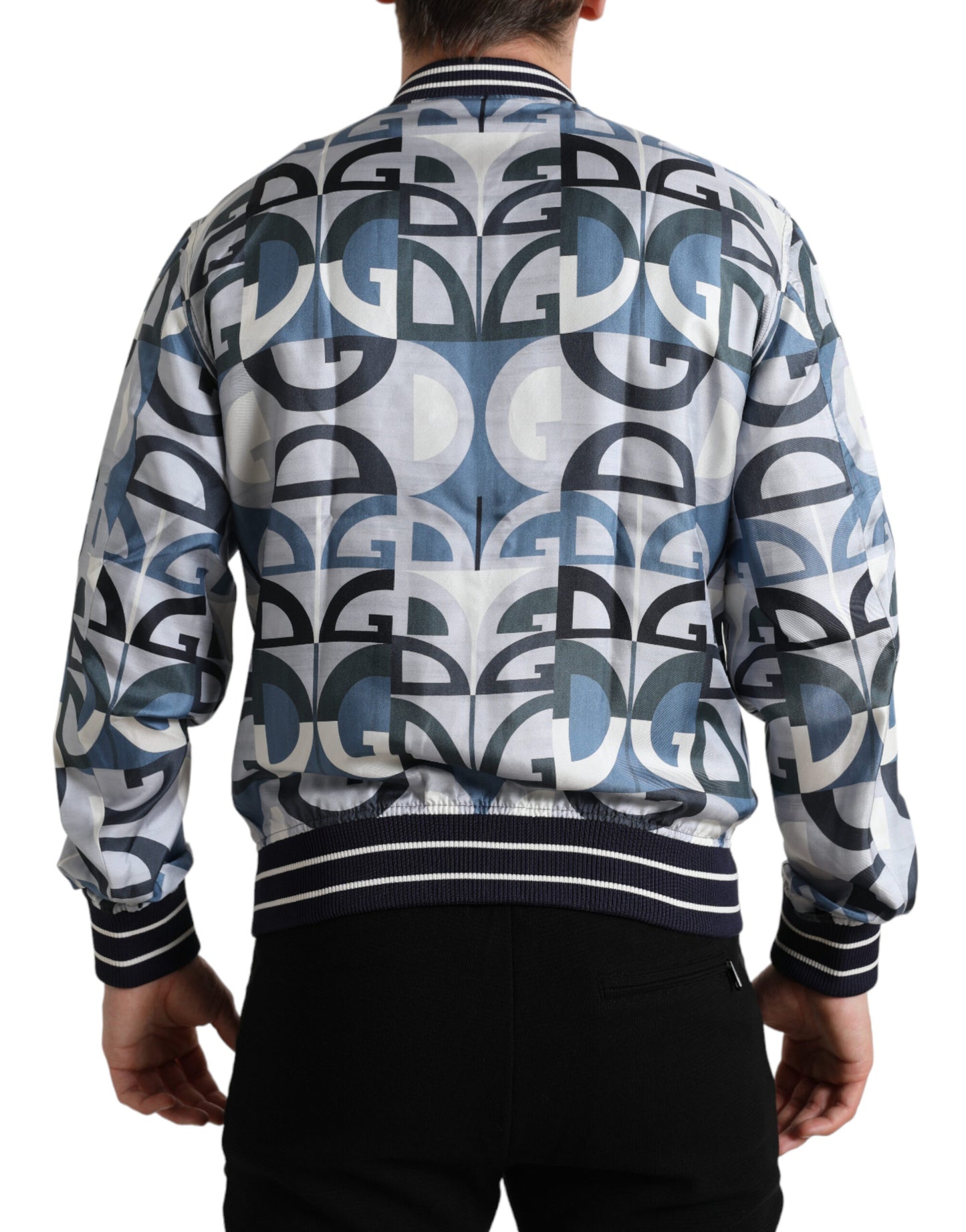 Dolce & Gabbana Men's Multicolor Logo Print Bomber Blouson Jacket