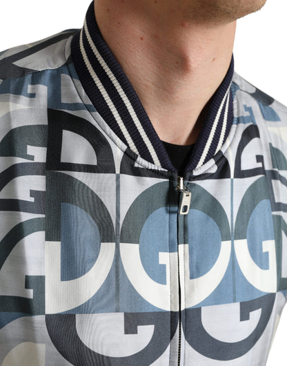 Dolce & Gabbana Men's Multicolor Logo Print Bomber Blouson Jacket