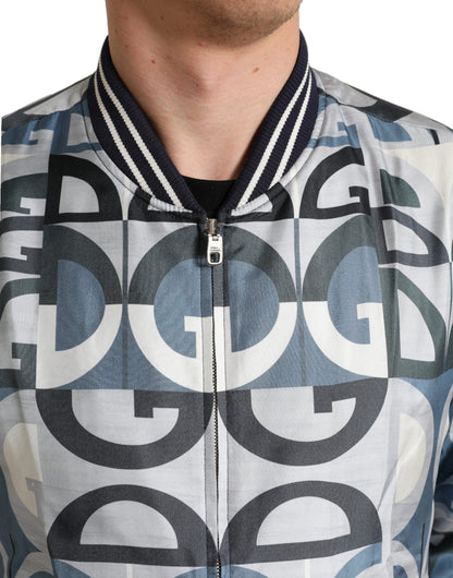 Dolce & Gabbana Men's Multicolor Logo Print Bomber Blouson Jacket